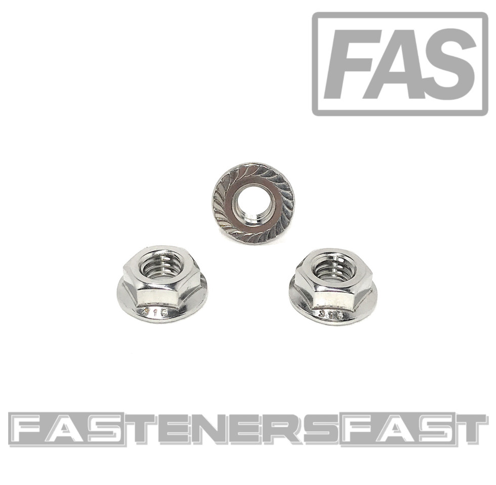 (25)  5/16-18 Stainless Steel Serrated Flange Nuts 316 Stainless Flange Lock Nut