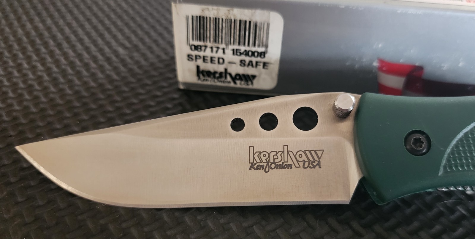 KERSHAW USA 1540 BLIZZARD GREEN HANDLE FOLDING KNIFE
