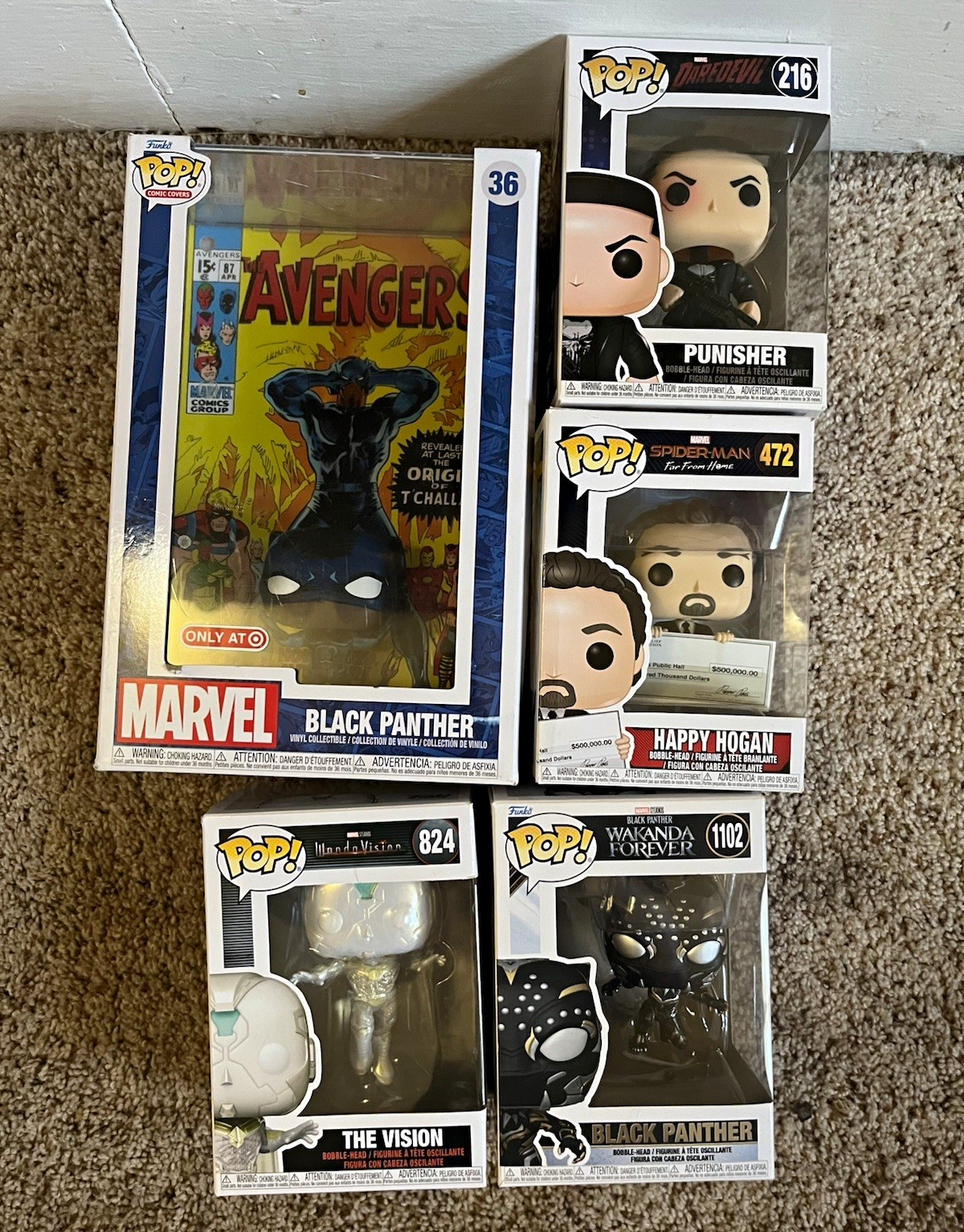 Funko Pop! Marvel Target Exclusive 5 Vinyl Figures Lot Black Panther Punisher