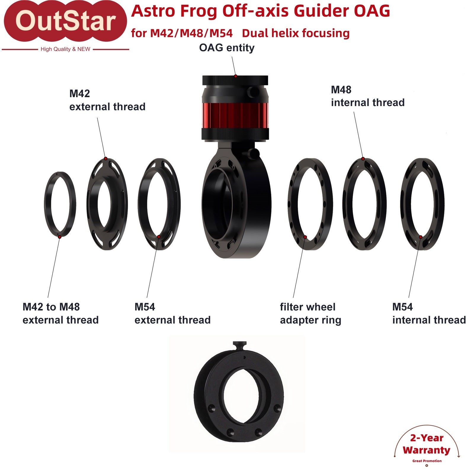 Astro Frog Off-axis Guider OAG with Filter Drawer for M42/M48/M54 Telescopes #sz