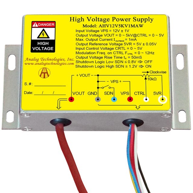 AHV12V5KV1MAW DC-DC HV Power Supply Module 12V Input 0-5kV 1mA  Control