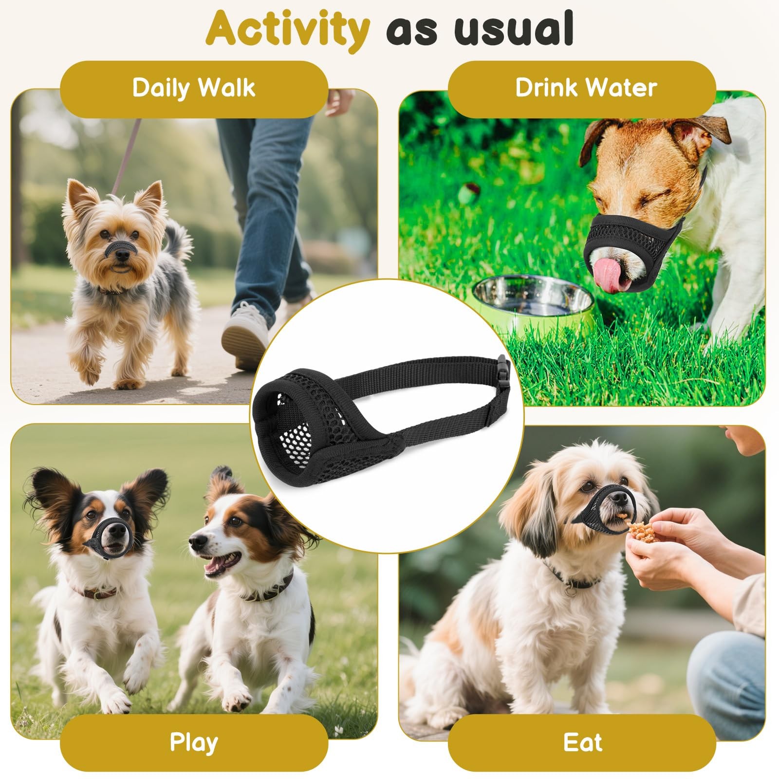 Mesh Muzzle for Short Snout Dogs - Anti-Biting, Breathable, Panting Allowed