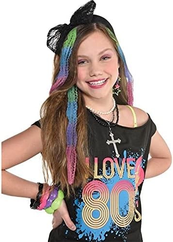 Crimped Hair Extensions 80's Retro Fancy Dress Up Halloween Costume Accessory
