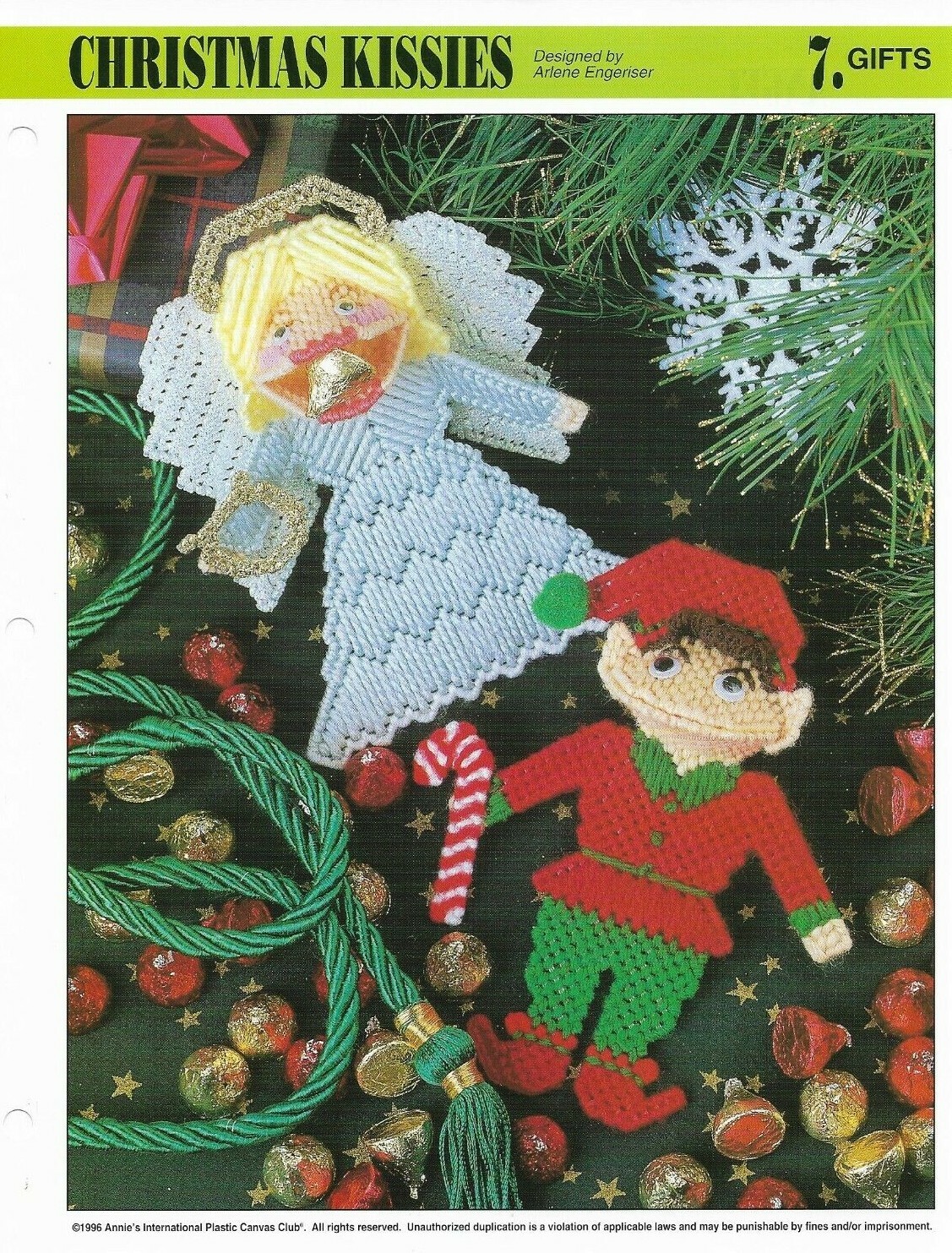NEW CHRISTMAS KISSIES ANGEL & ELF ANNIE'S PLASTIC CANVAS PATTERN INSTRUCTIONS