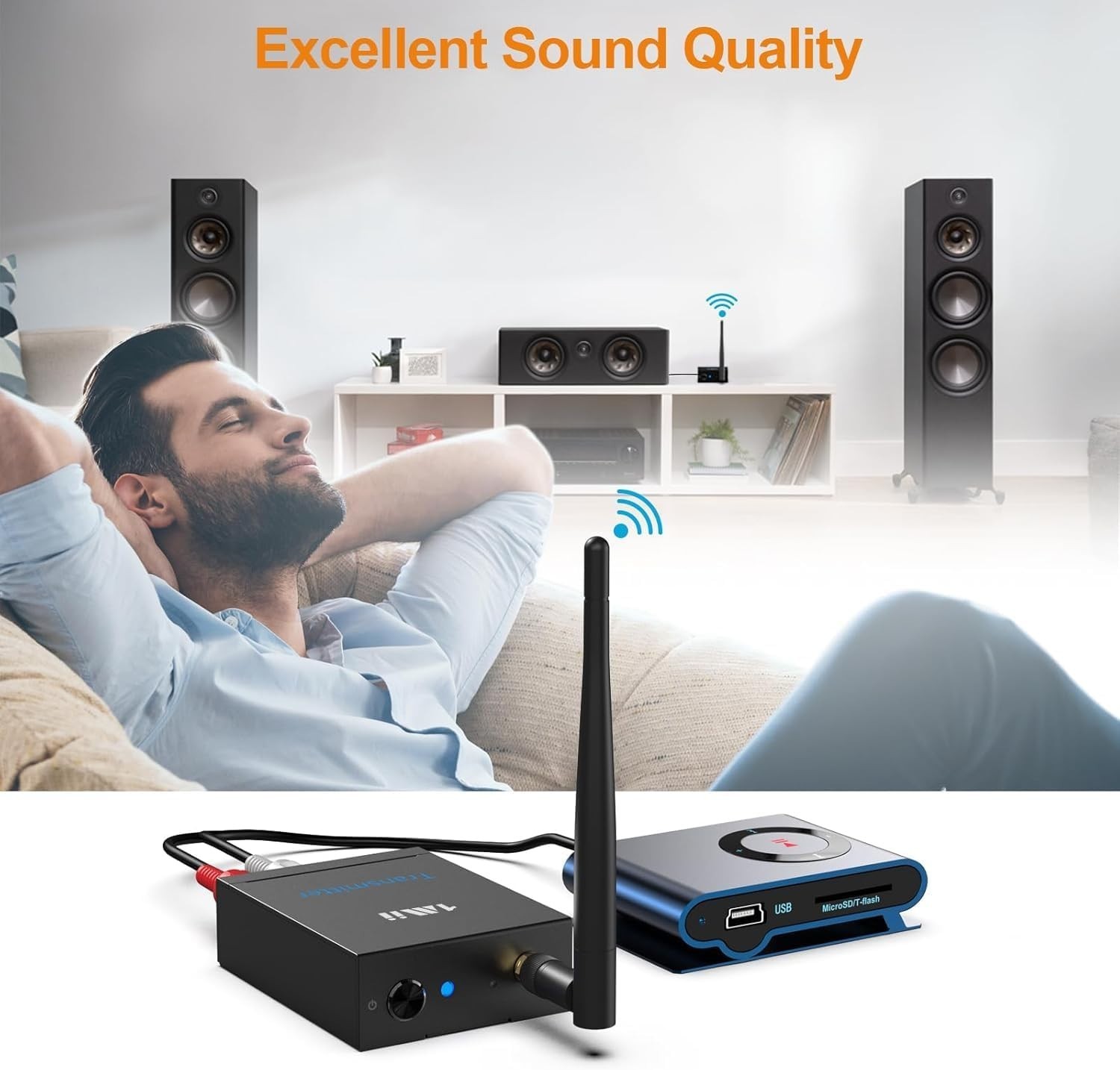 2.4GHz Wireless Audio Transmitter Receiver Set 320FT Range