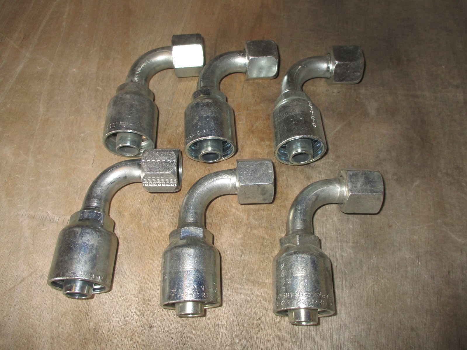 6 Pack Genuine Parker Hydraulic Hose Fittings 13943-12-12  FJIC 90 DEGREE