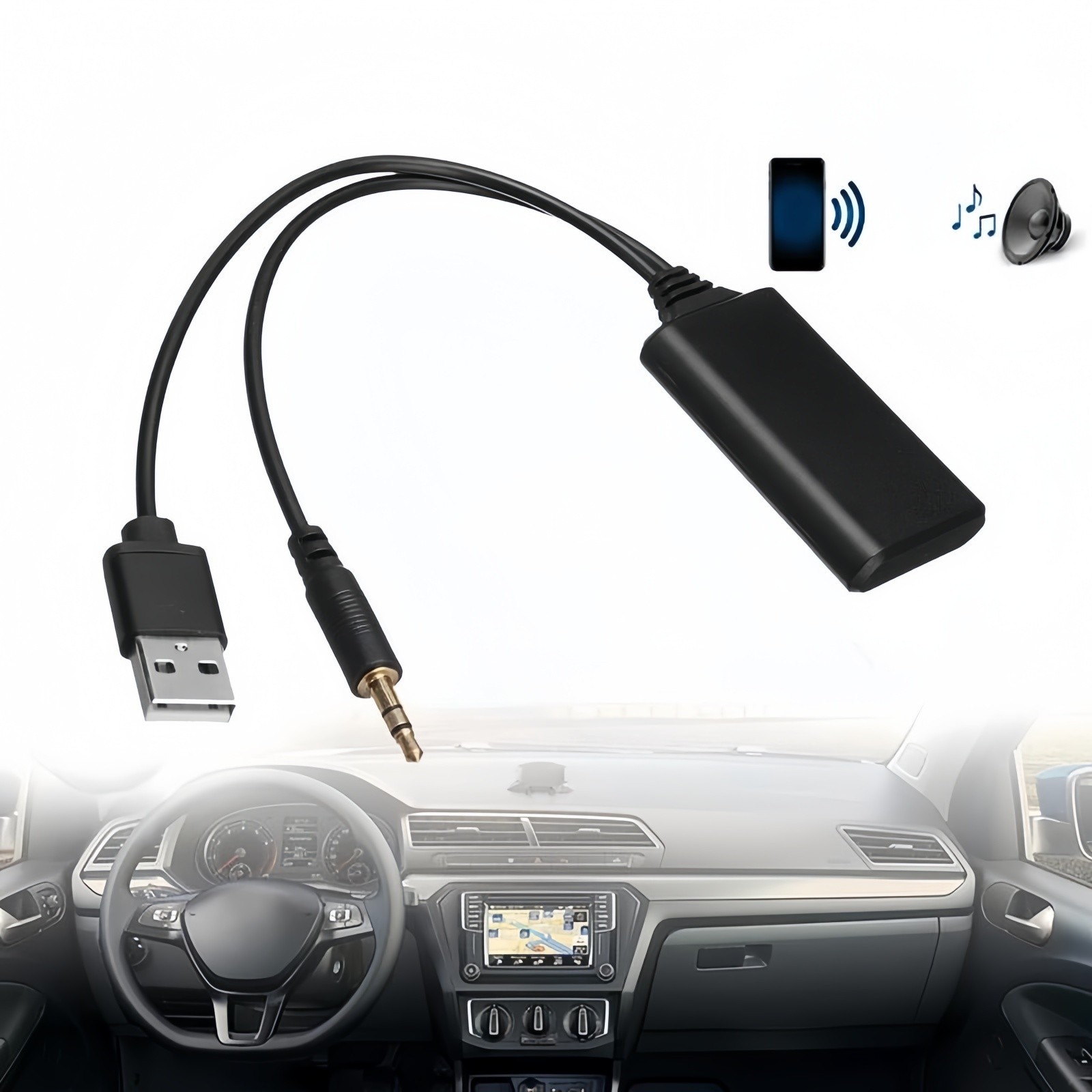 New Bluetooth 5.0 Receiver Adapter USB 3.5mm Stereo for Car AUX Speaker CD Audio