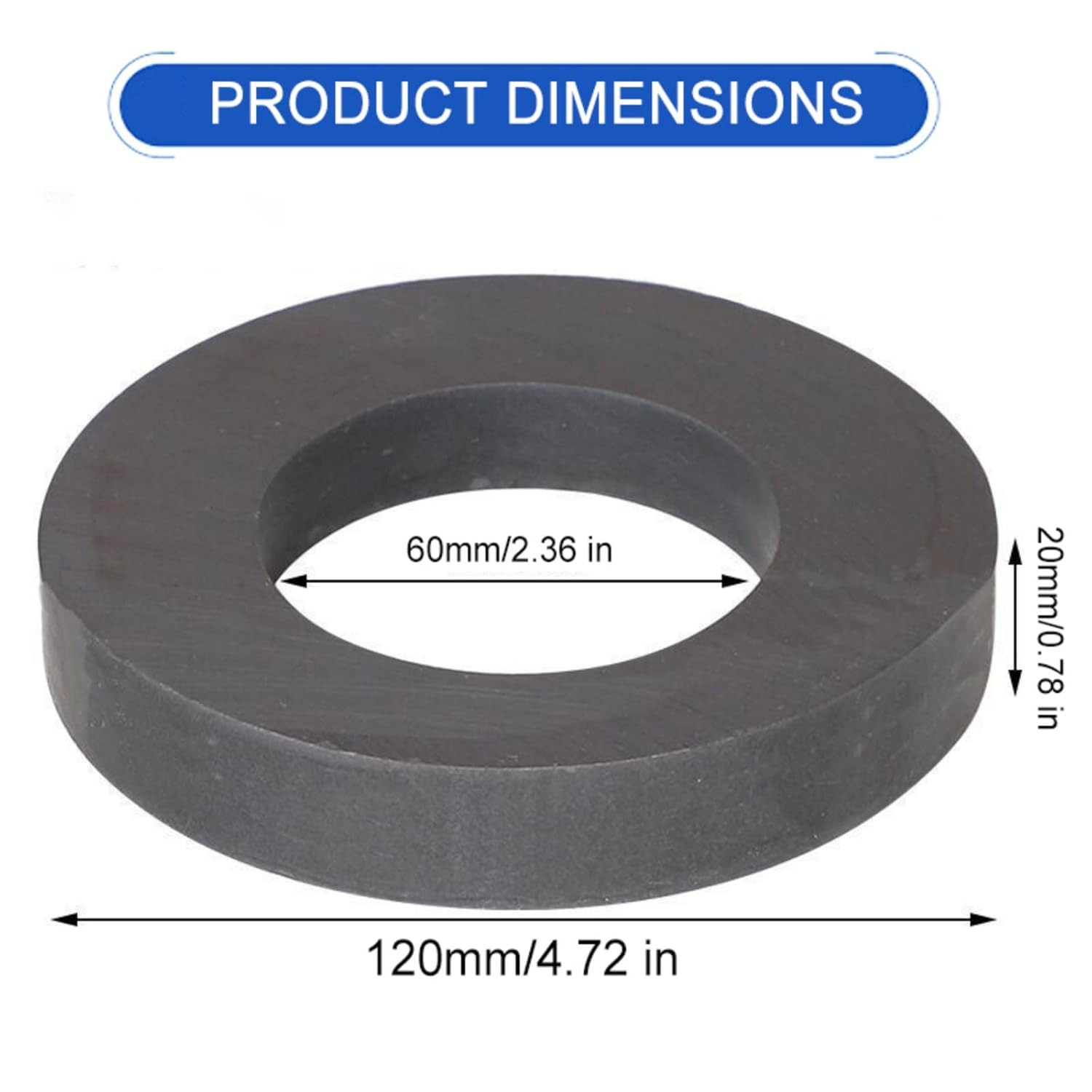 Ferrite Ring Large Magnet,4.72In Dia Big round Ceramic Disc Heavy Duty Magnets