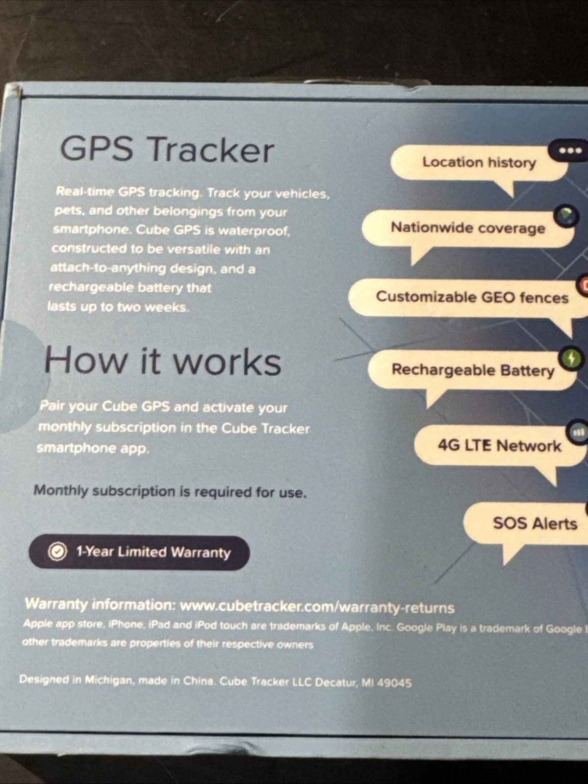 Cube GPS Tracker, Waterproof, Worldwide Coverage Real-Time Tracking