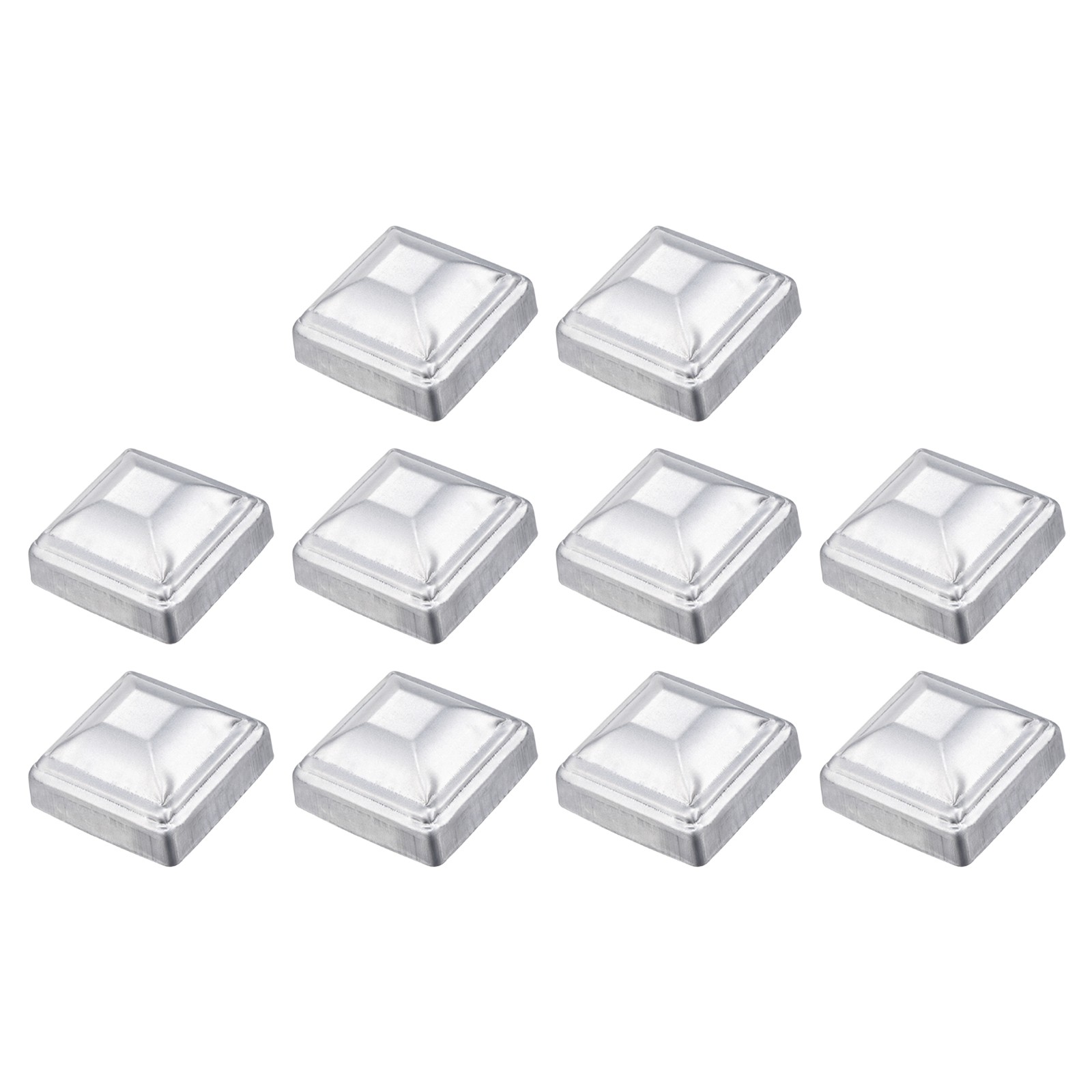 10Pcs Fence Post Cap, Galvanized Deck Post Caps Fit 2" x 2" Pipe, Silver