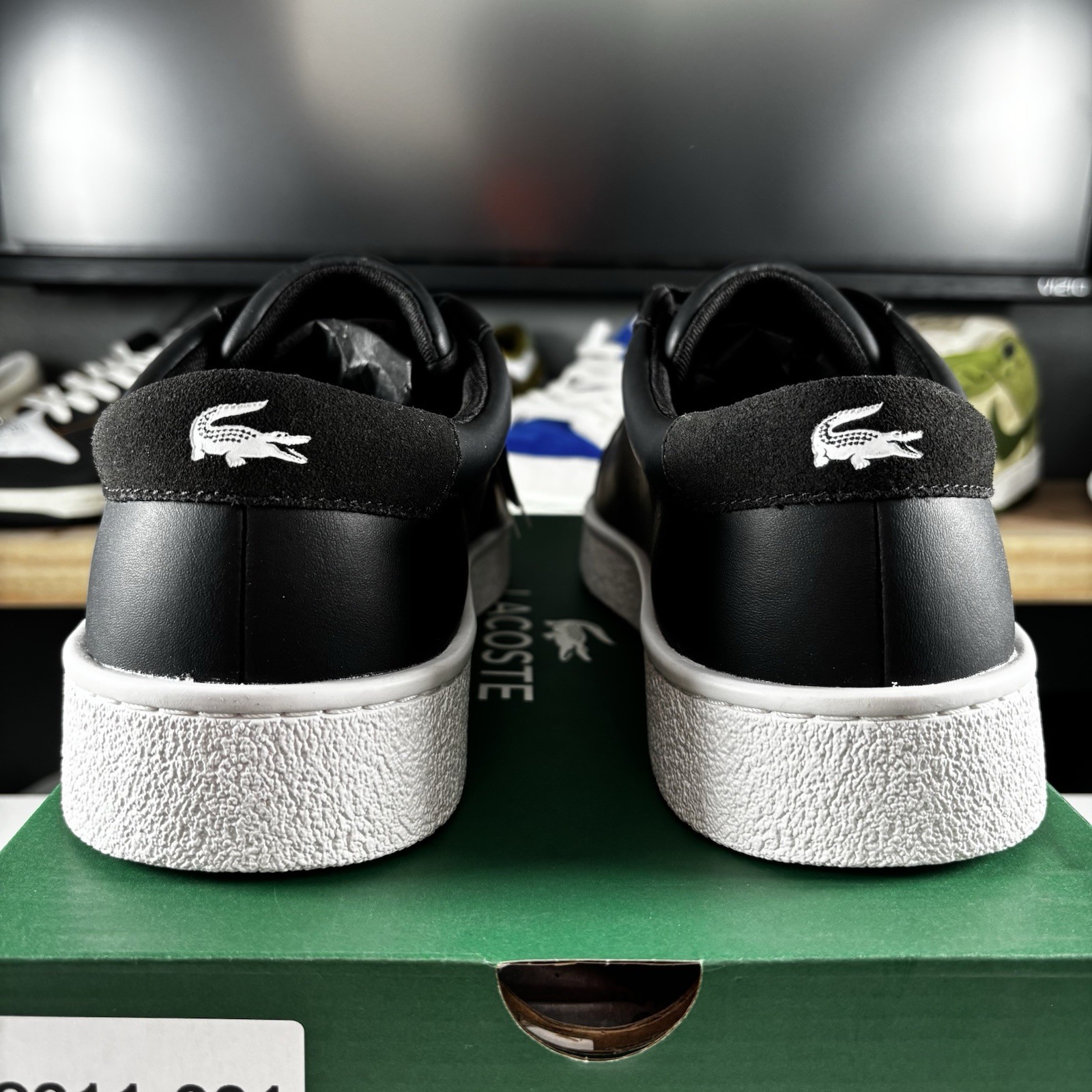 Sz 10 Lacoste Courtderby Leather Sneakers Mens Black White 749CMA0043312 NEW