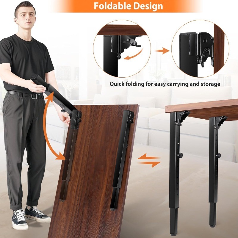 Folding Adjustable Square Table Legs 4 PCS Adjustable Height 25-34DIY Desk Legs