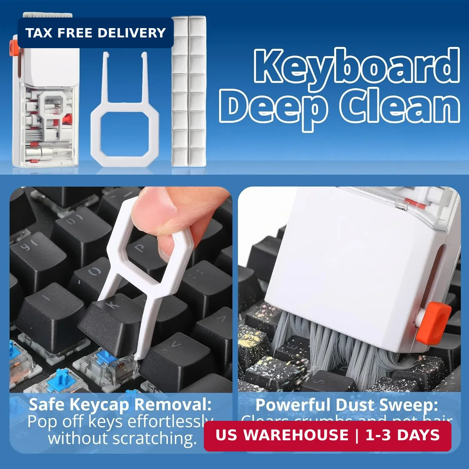 Upgraded Keyboard Cleaning Kit, 13-in-1 Electronics Cleaner Tool with Dust Clean