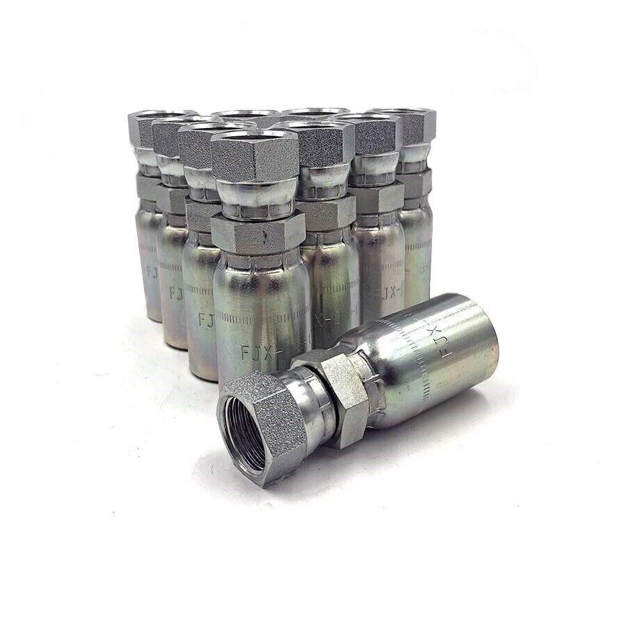 (10-Pack) FJX-08-08 | 1/2" Hose x 1/2" JIC 37° Female Hydraulic Hose End Swivel