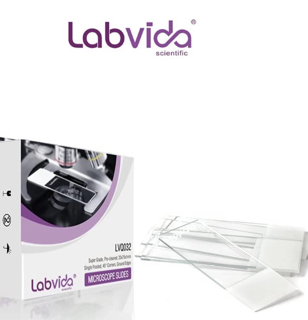 Labvida 72pcs of Pre-Cleaned Frosted Microscope Slides, Dim.75mmx25mm, Super...
