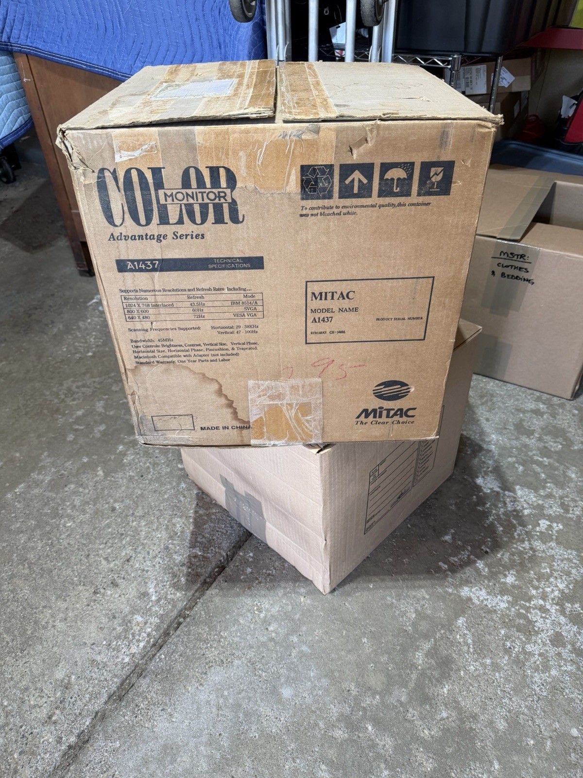 Vintage Mitac Advantage Series A1437 CRT Monitor In Box Tested