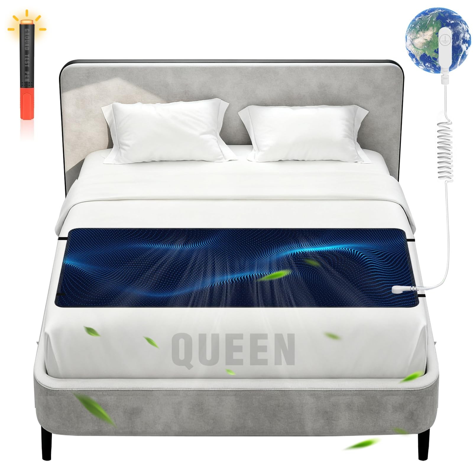 Grounding Mat for Bed, King/Queen Size Grounding Mattress Pad for Sleep, PU L...