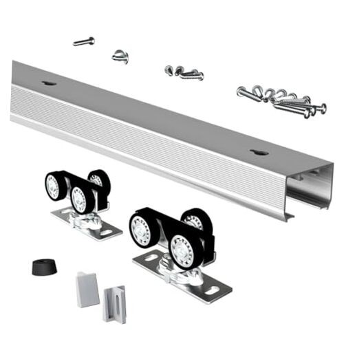 Pocket Door Hardware and Track Set, 72Inch Sliding Door Aluminium PD-6Feet-S