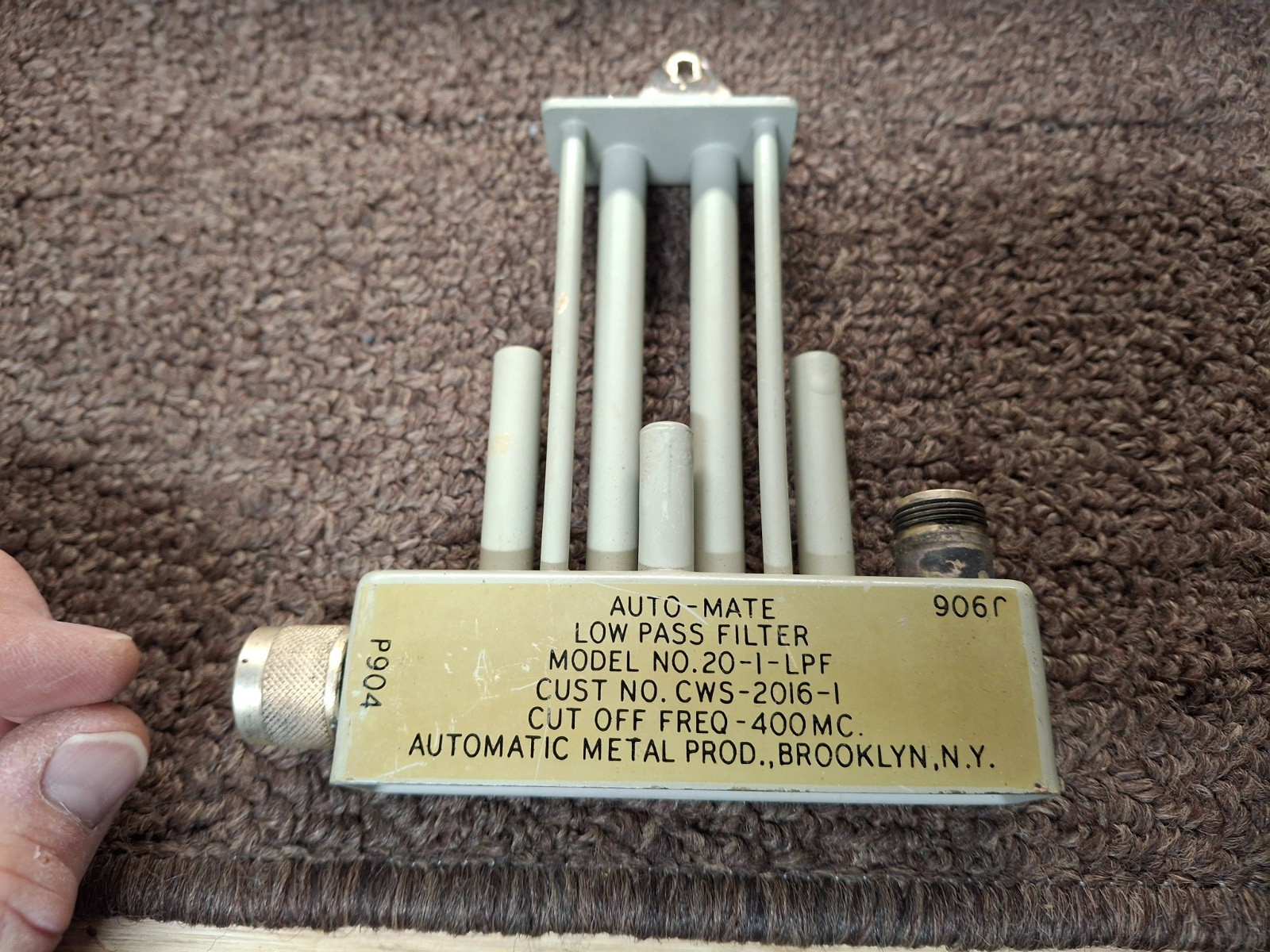 Automatic Metal Products Auto-Mate Low Pass Filter 400MC cutoff Part # 20-1-LPF