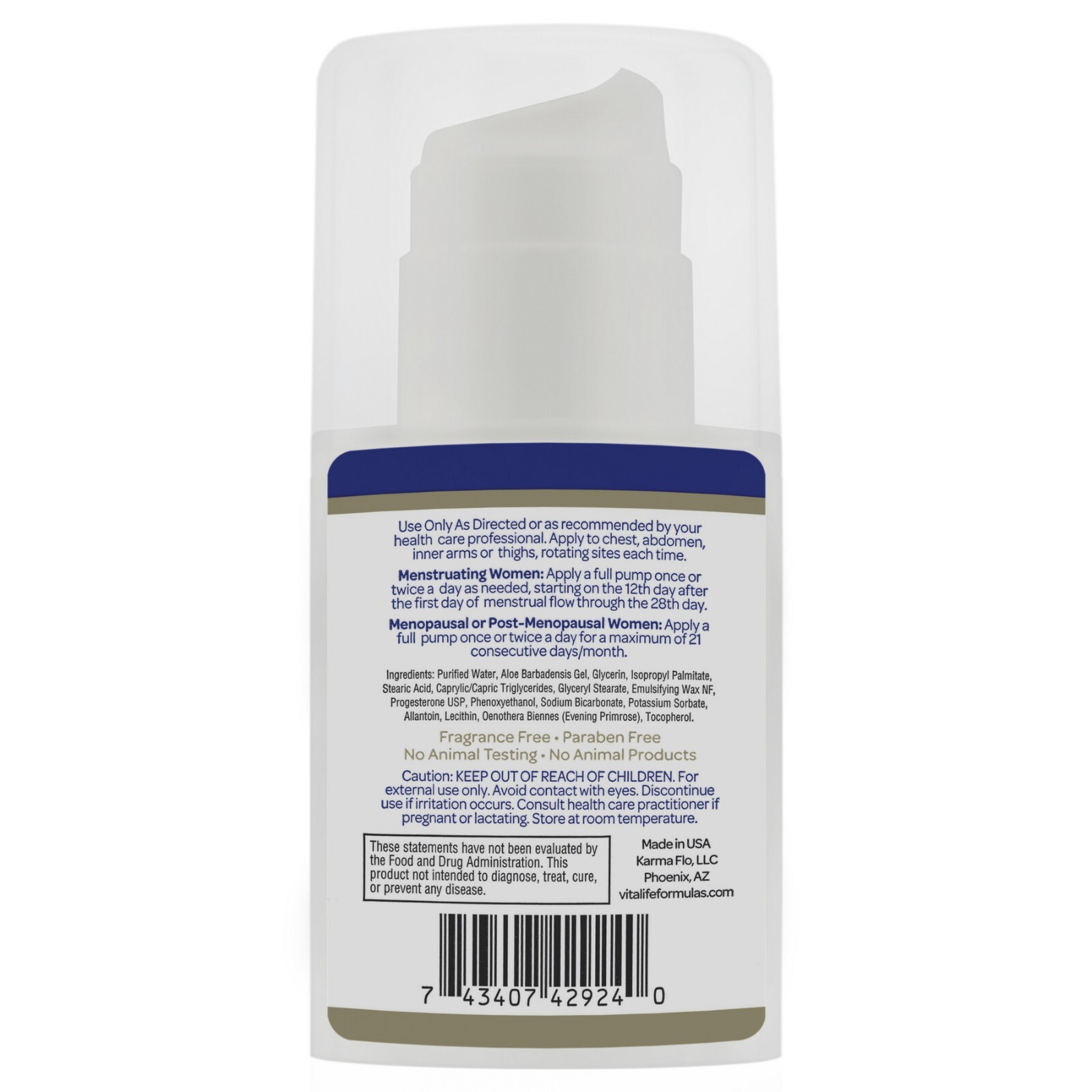 Progesterone Cream / 2 oz By Karma Flo