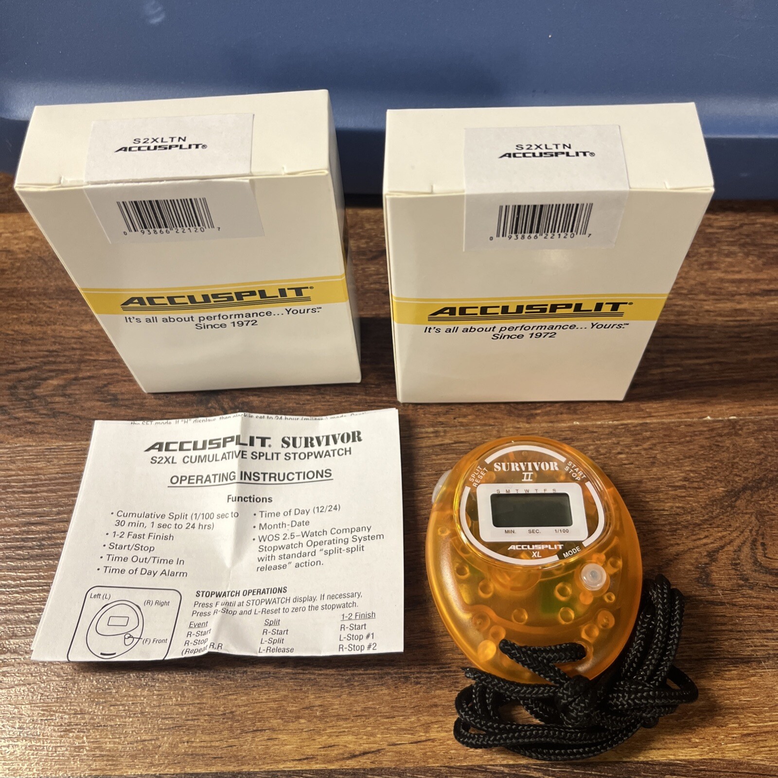 2 Orange Accusplit Survivor II Cumulative Split Stopwatches , S2XLTN
