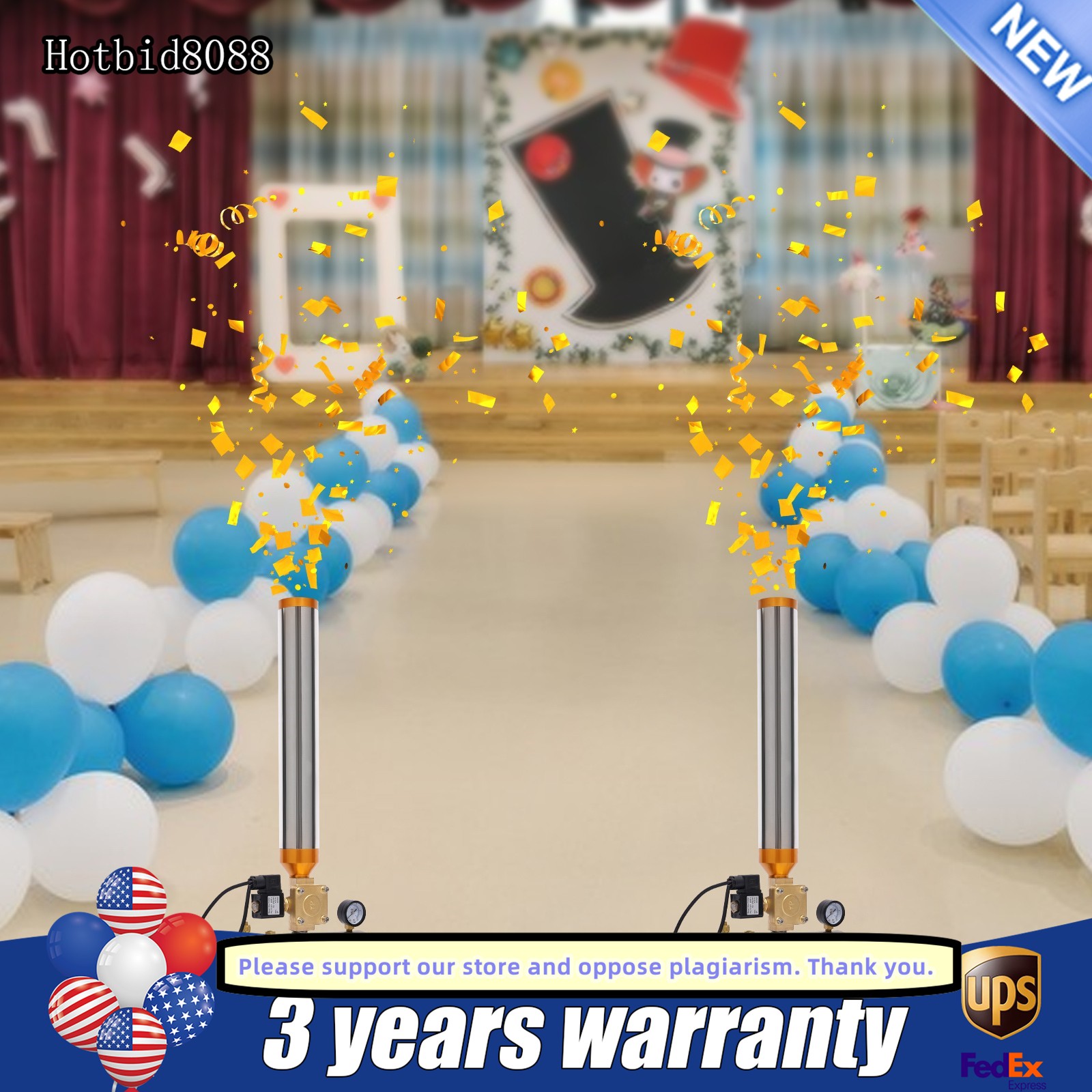 2PCS Confetti Launcher Machine Cannon Wireless Party Wedding Stage Paper Shots