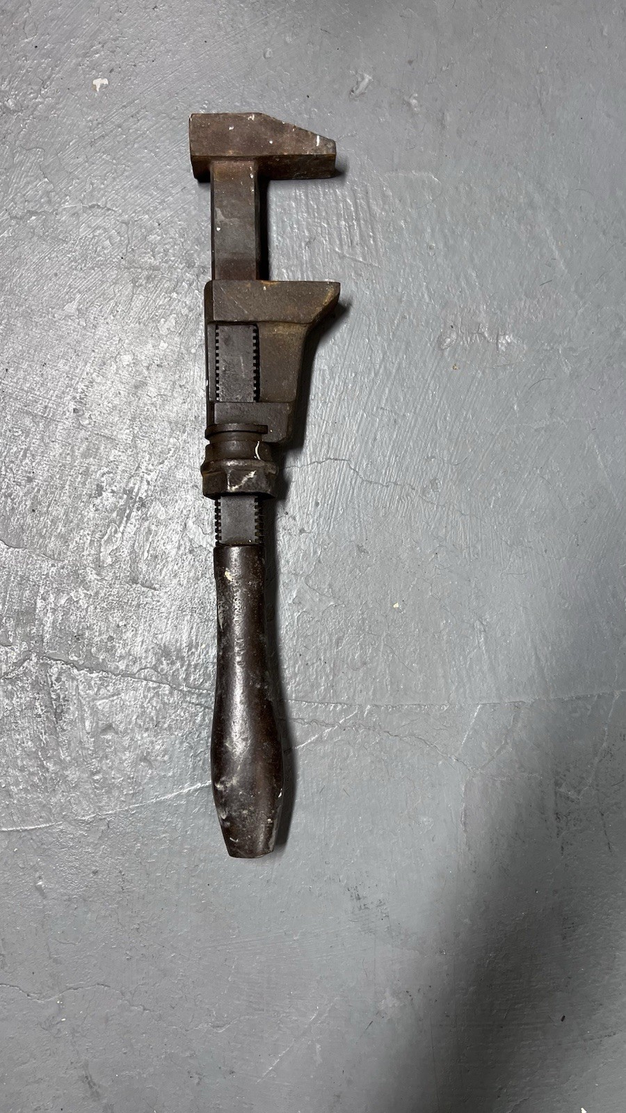 Vintage Adjustable Pipe Wrench solid steel Handle Collectible Iron Tool