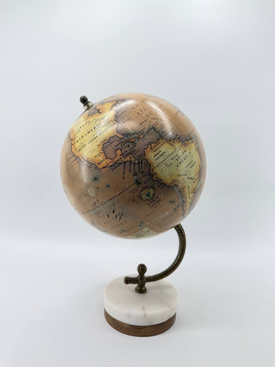 8 in Decorative World Globe Wood Base Metal Stand Desk Decor 2.20 lb