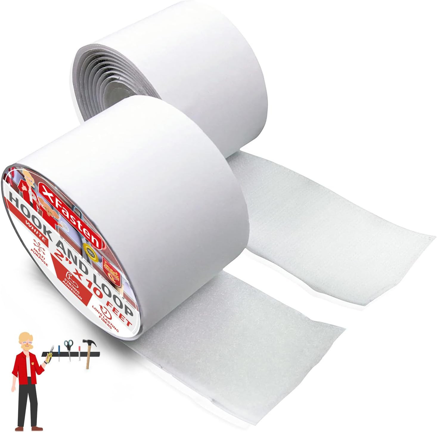 Hook and Loop Tape,Strips with Adhesive Nylon Self Adhesive Strips 2 Inch X 10Ft