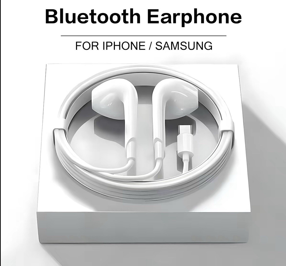 White USB-C Wired Earbuds with Built-In Mic Double Earpieces for IP 15 - 17