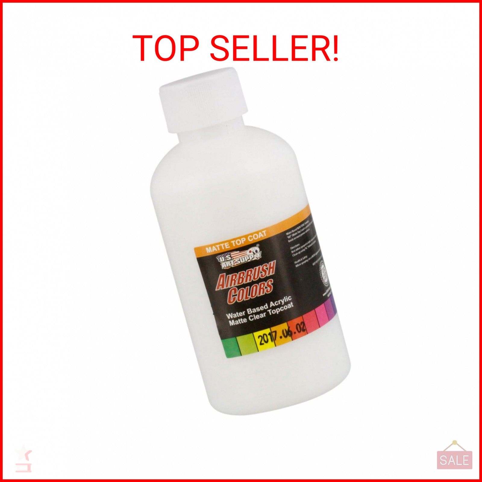 US Art Supply Clear Matte Acrylic Airbrush Paint (8 oz) - Protective Top Coat fo