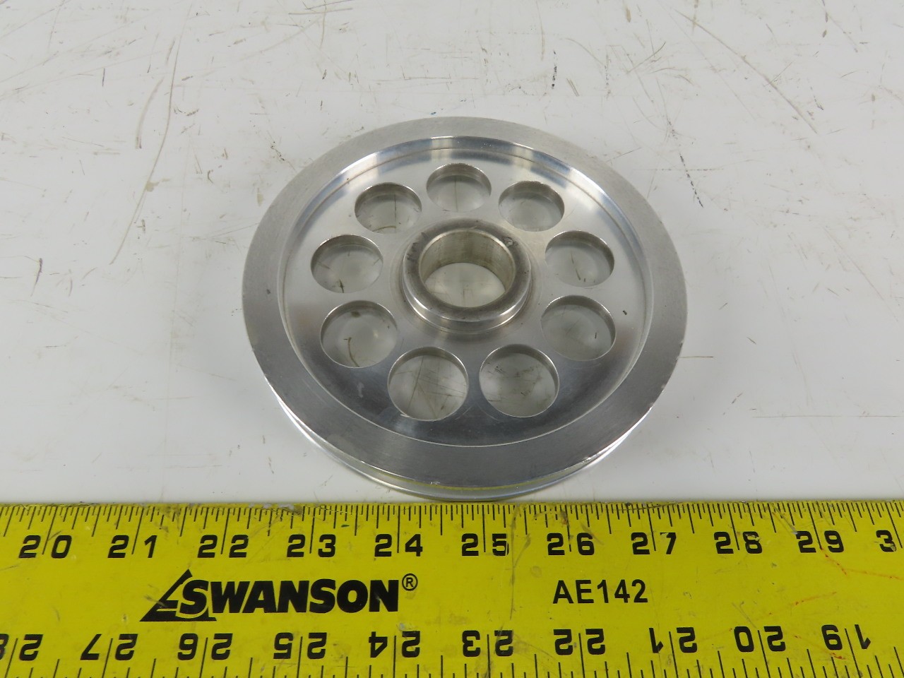 6" OD Single Groove 1/2" Flat Belt Idler Aluminum Pulley Sheave 1-1/4" Bore