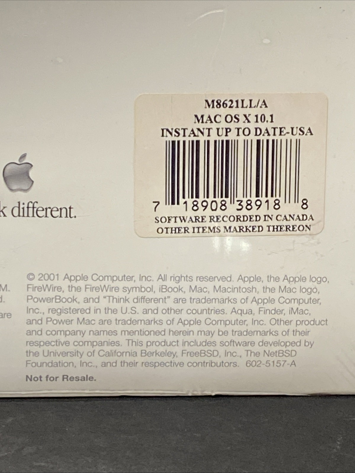 Apple Mac OS X Version 10.1 Upgrade CD M8621LL/A Sealed New