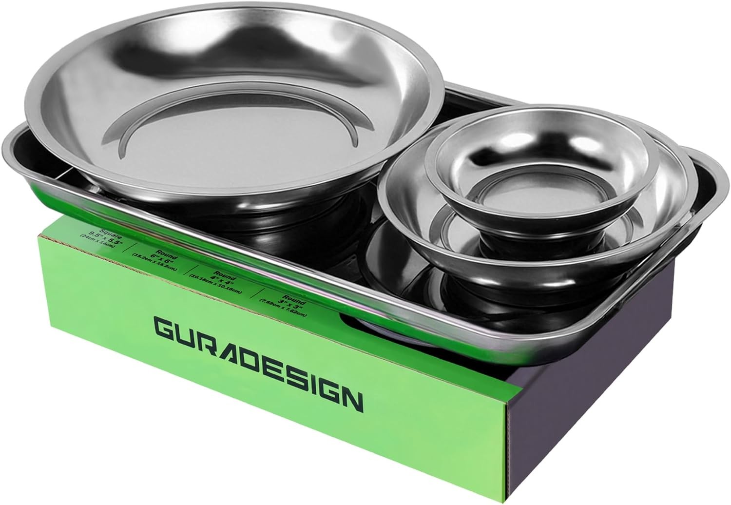 Magnetic Tray 4-Piece,Large Magnetic Parts Tray and round Magnetic Parts TraySet