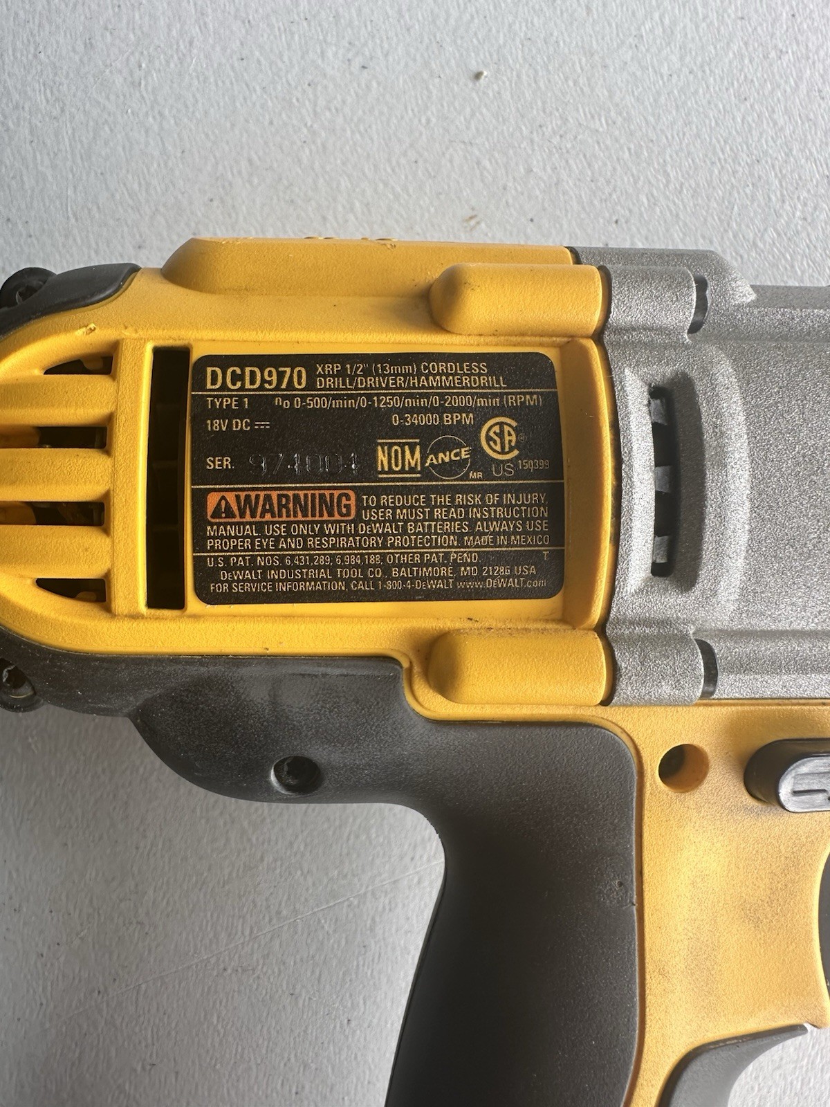 DeWalt Hammer Drill DCD970 18V 1/2” VSR Cordless