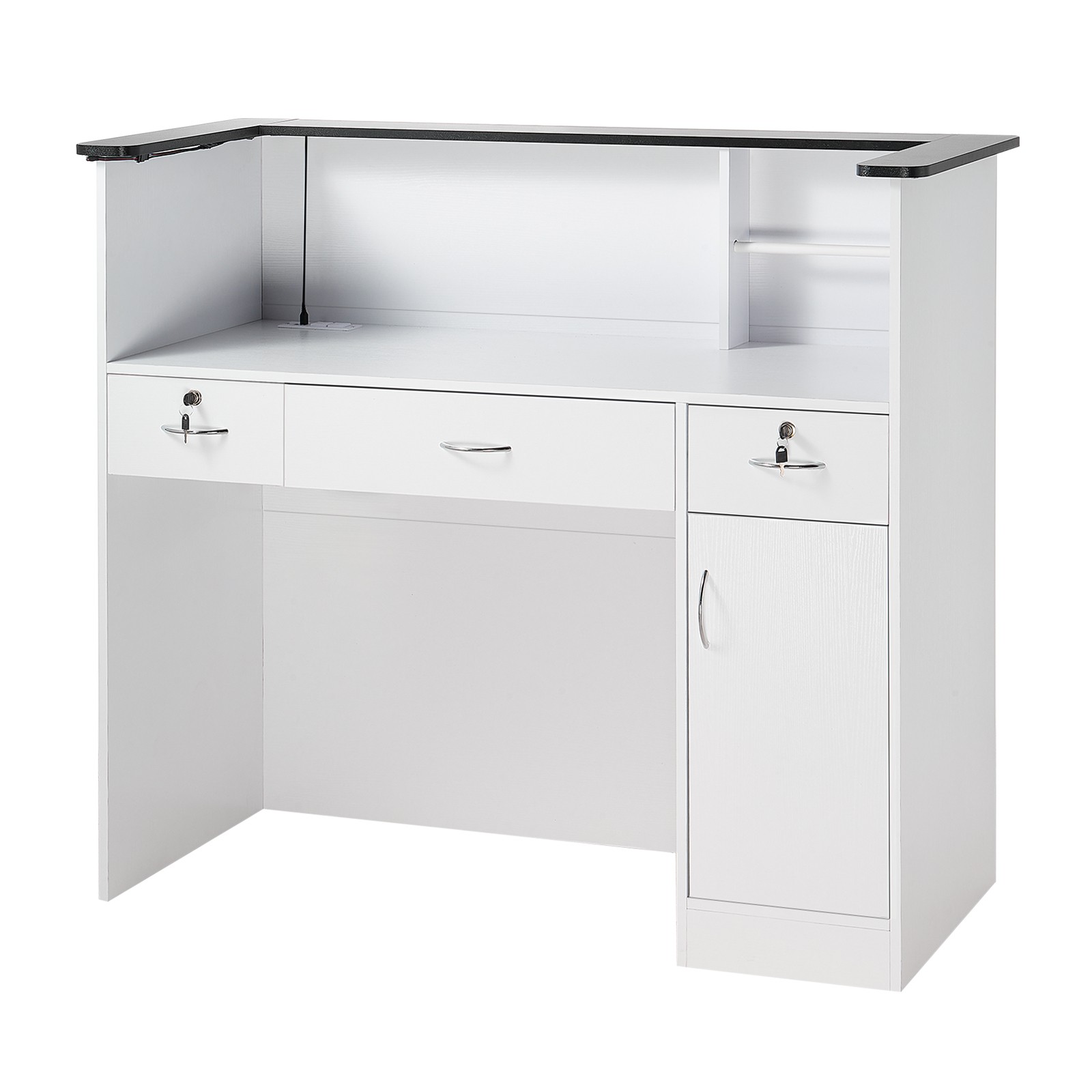 VEVOR Reception Desk 50 inch Rectangular Front Counter Table with LED & Drawers