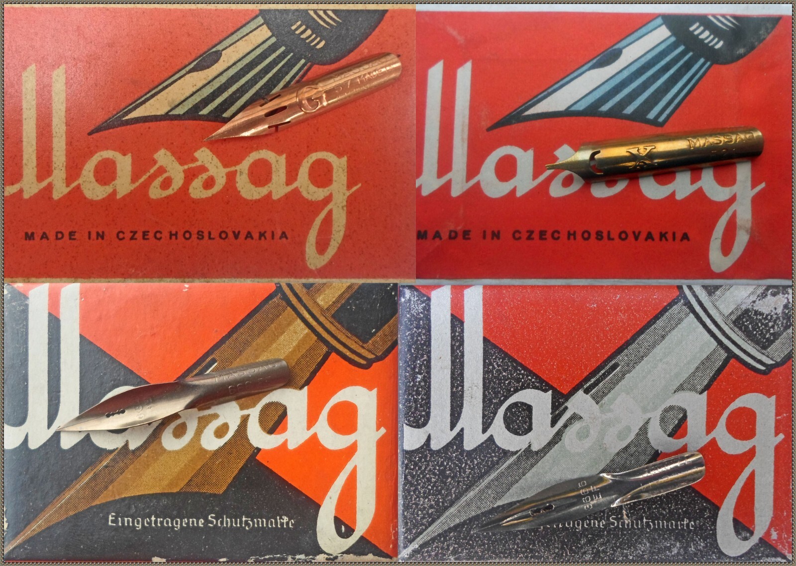 12 vintage MASSAG nibs: 57 G, 521 X, 666 EF, 3666 EF