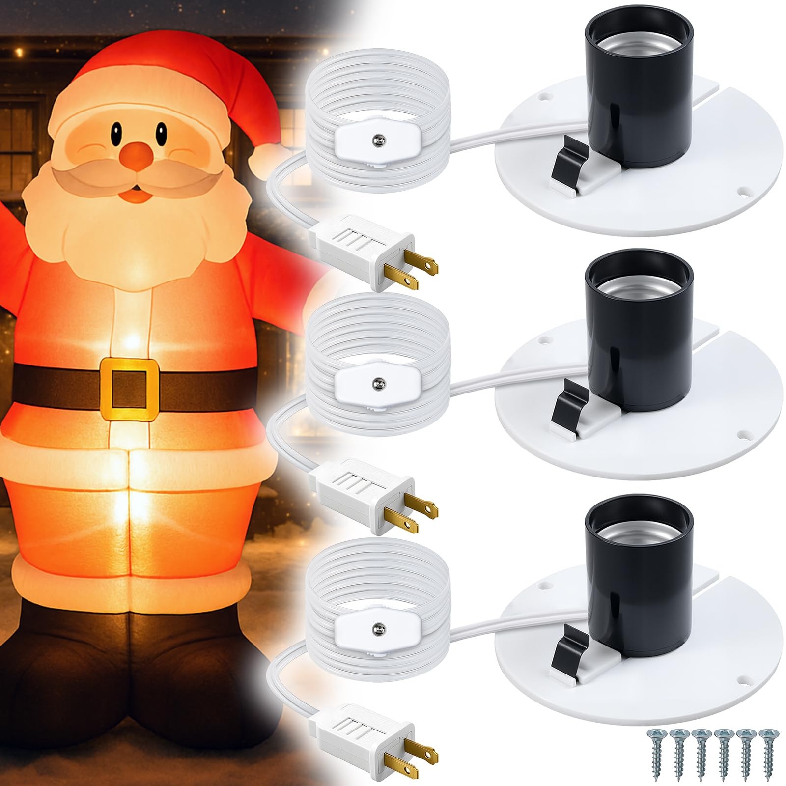 3 Set Blow Mold Light Kit for E27 E26,Single Bulb Light Cord with On/Off Swit...