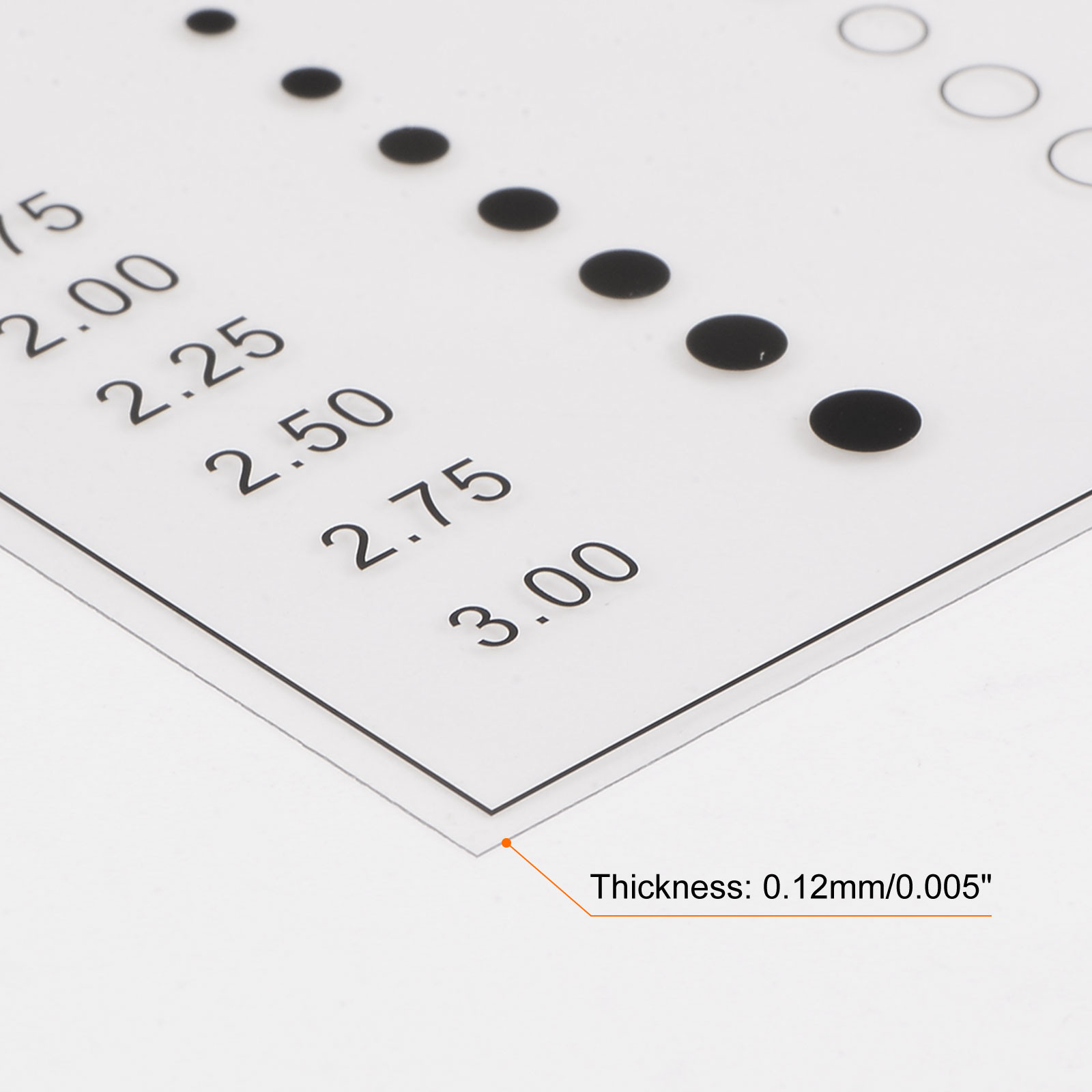 Transparency SEC Size Estimation Chart Diameter Area Line Protractor Gray Scale