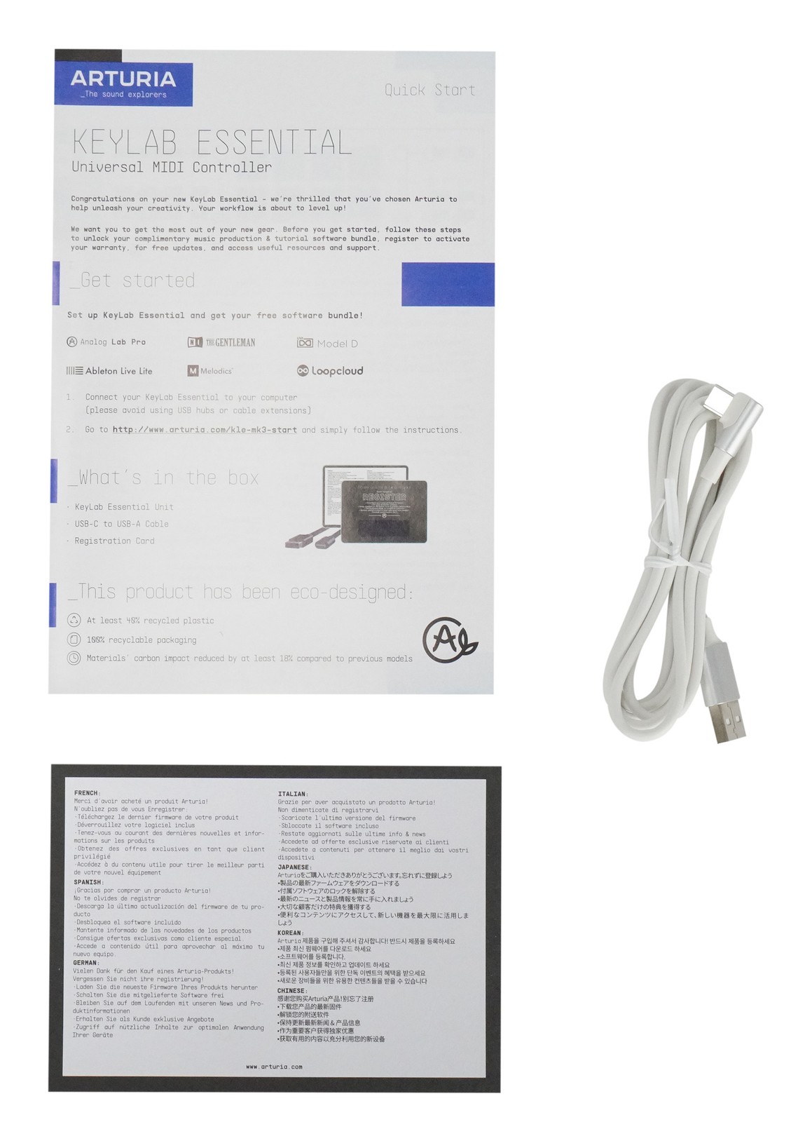 ARTURIA Keylab Essential 61 mk3 White Keyboard Controller+On-Stage Dust Cover
