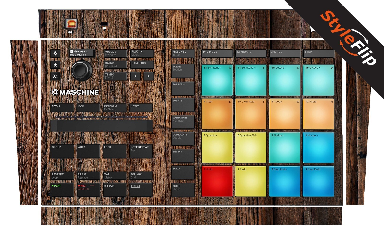 NI Maschine Mikro MK3 Skins | Wood 3 | Protective Decal | StyleFlip Skins