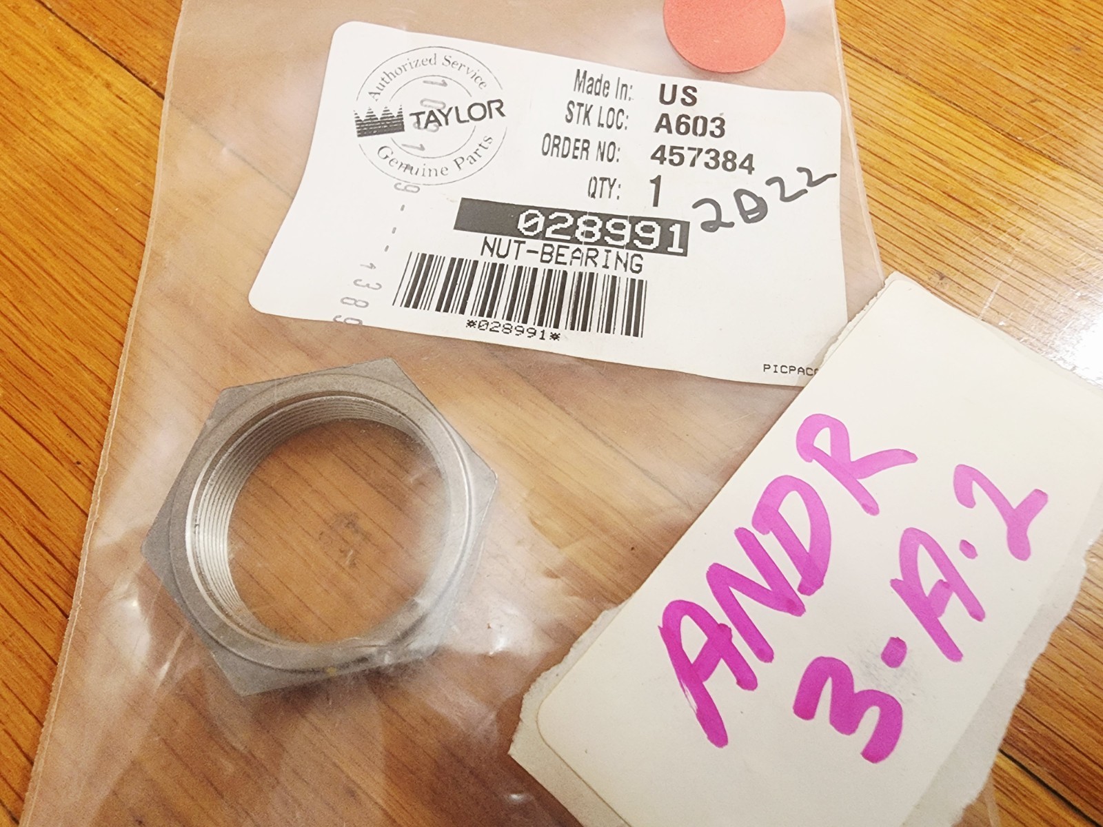 Taylor 028991 Rear Bearing Nut