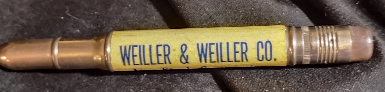 Vintage Celluloid Bullet Pencil Union Stock Yards  Weiller St.Paul MN Fargo N.D.