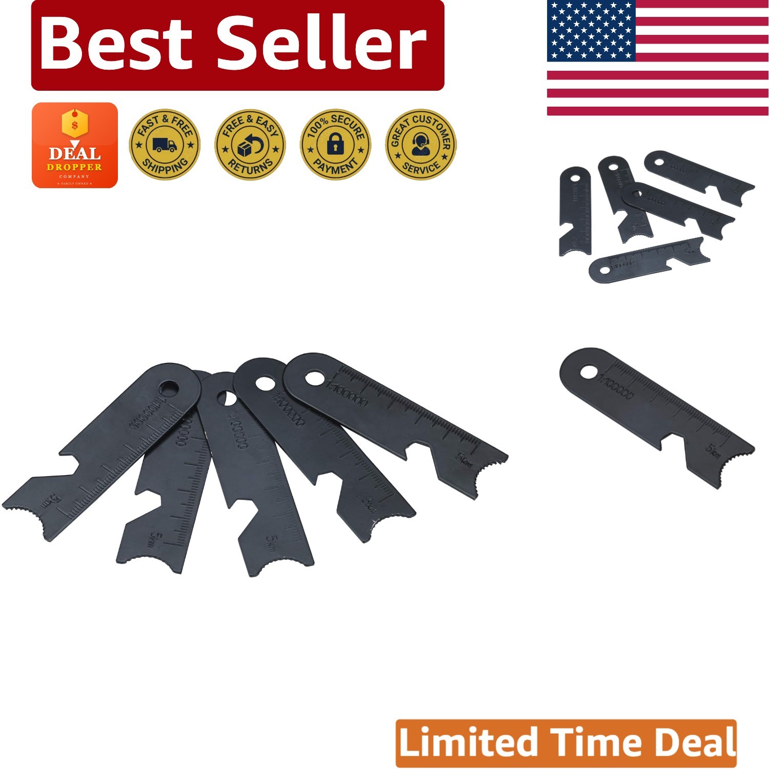 Extreme Spark Producing 5pcs Ferro Rod Scraper Set - Portable Survival Solution