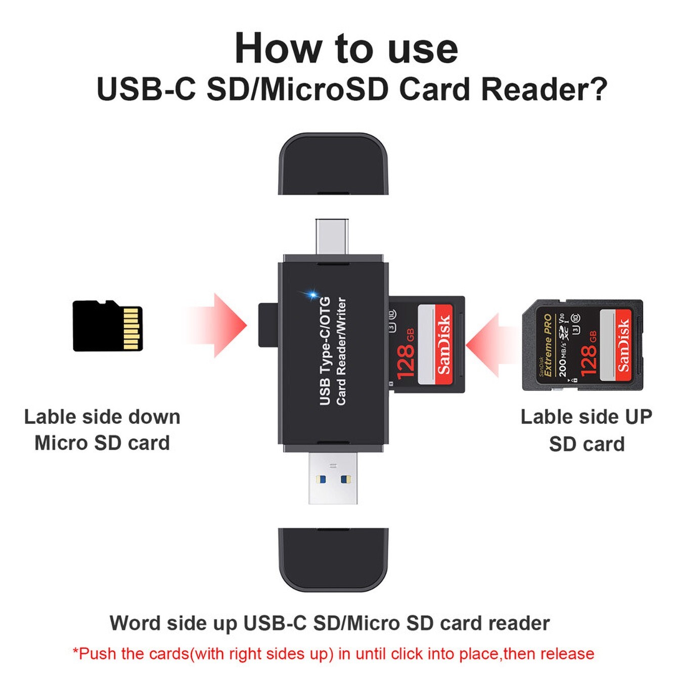 USB Type-c SD Card Reader 2-in-1 USB To TF SD Card Converter USB OTG Adapter