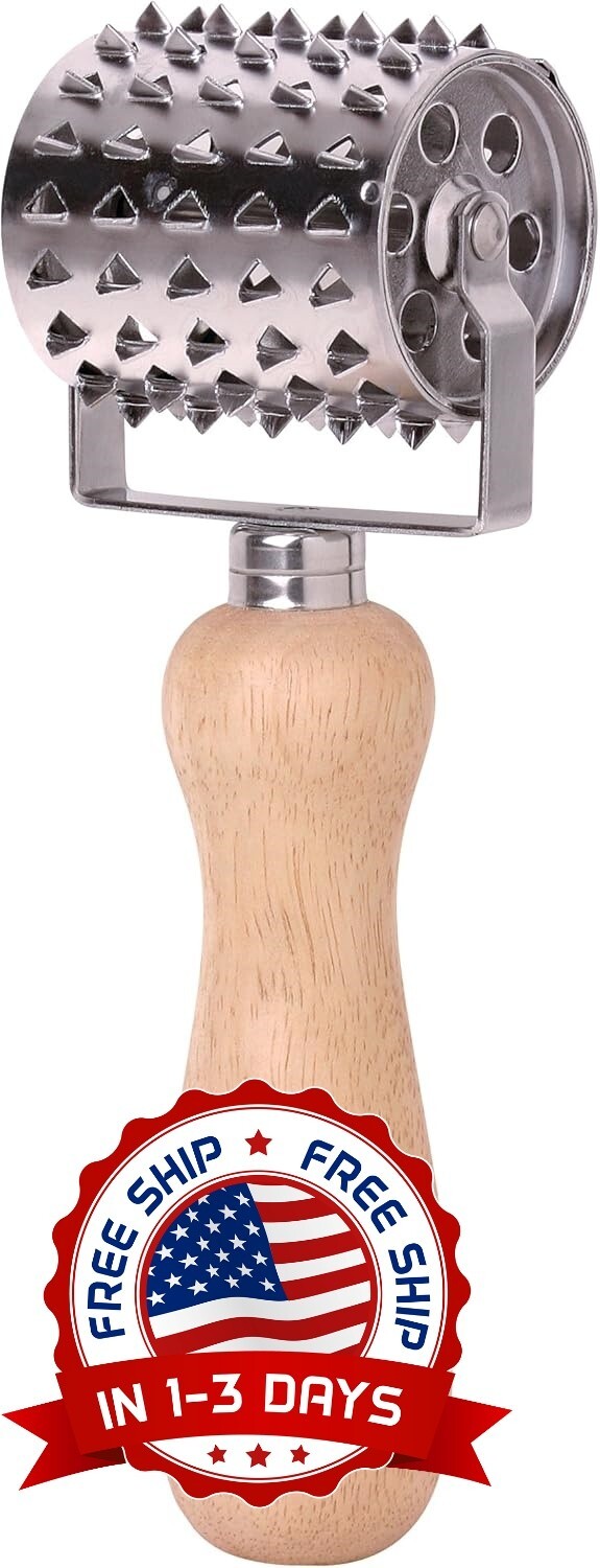 Ablandador de carne rodante estilo vintage, acero inoxidable duradero NUEVO US