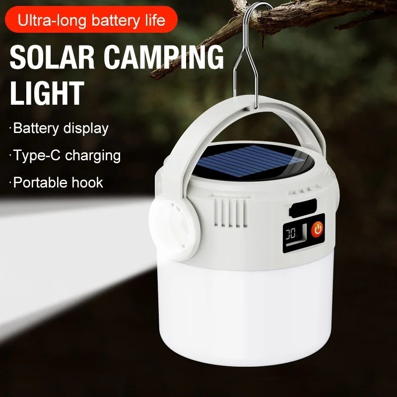 Solar Rechargeable LED Camping Lantern USB Flashlight Emergency Tent Light