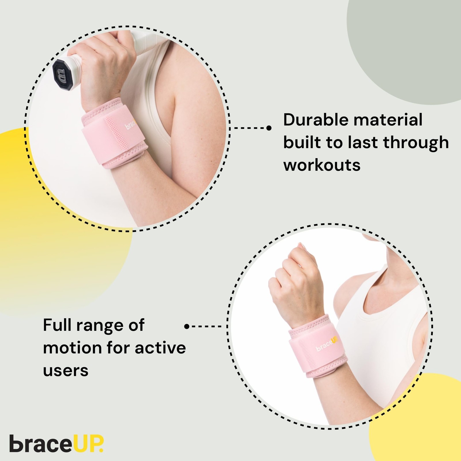 BraceUP Wrist Compression Brace - Wrist Wrap, Wrist Bands, Support for Tendon...
