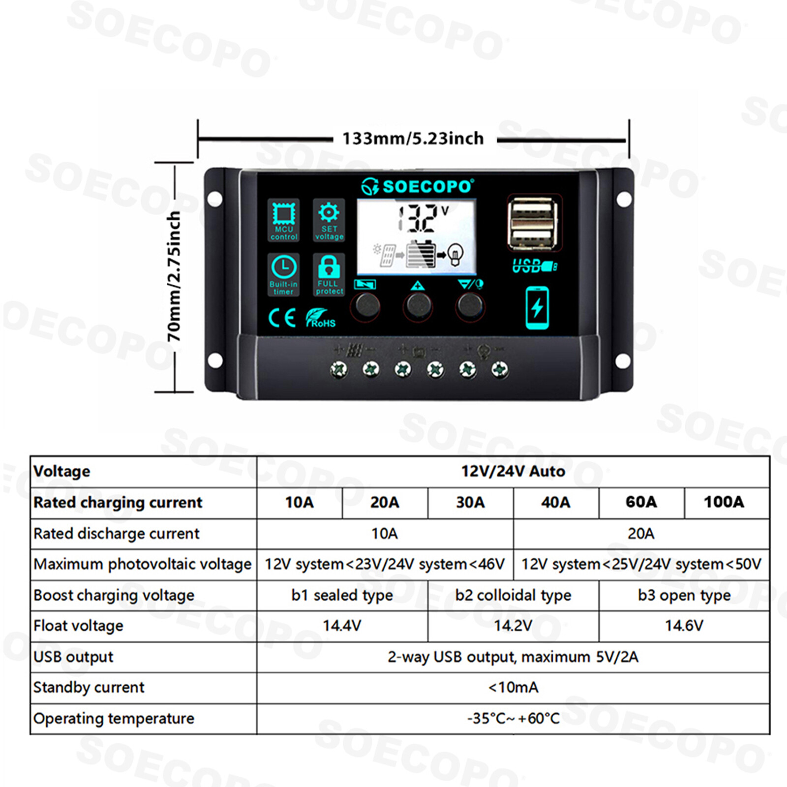 6000W 100A Solar Panel Set Solar Power Inverter Generator Home 110V Grid System