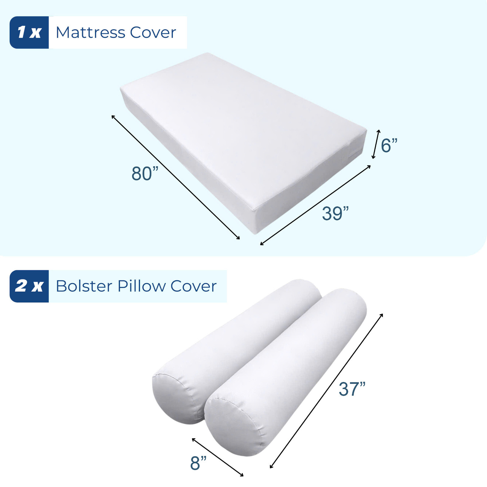STYLE5 Mattress Pillow Daybed Porch Swing Contrast Trim TwinXL AD107 COVERS ONLY